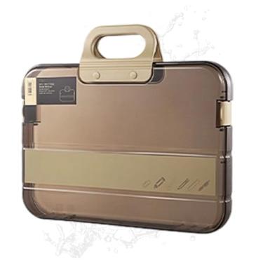Imagem de de arquivo | Organizador portátil transparente à prova d'água A4 | Caixa de documentos com alça, para casa, negócios, trabalho, escola, passaporte, certificado, recibo, laptop, tablet