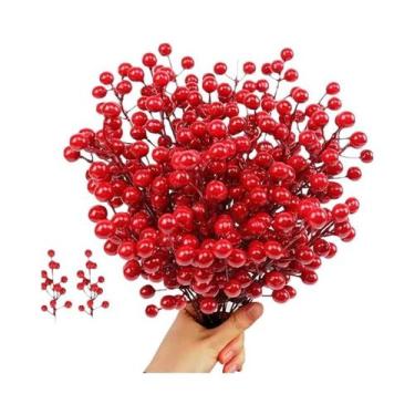 Imagem de Enfeites De Árvore De Natal Com Frutas Vermelhas, 10 Peças, Guirlanda 