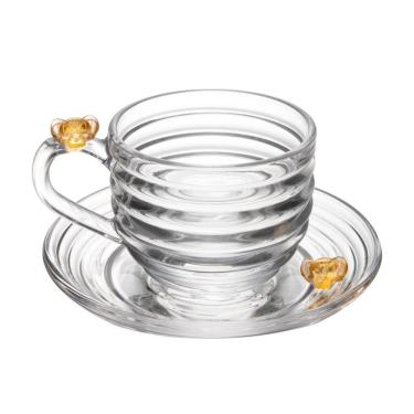 Imagem de XícarasDe Chá Com Pires Little Bee Abelha Colmeia Mel Cristal Ecológico 200ml Lyor