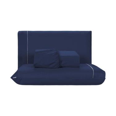 Imagem de Jogo De Lençol 3 Peças Casal Percal 200 Fios De Poliéster Sleep 100% Poliéster - Azul Marinho