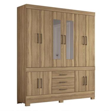 Imagem de Guarda Roupa Casal New Murano 10 Portas E 3 Gavetas Amêndola Com Espelho - Demóbile Amêndola