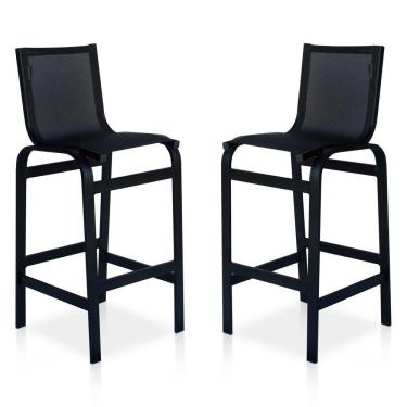 Imagem de Duas Banquetas Altas Para Balcões, Mesas Bistrôs, áreas Externas - Preto