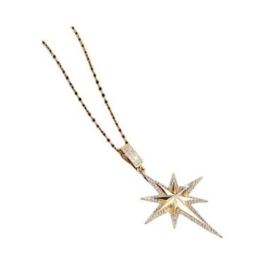 Imagem de Colar Feminino Com Pingente De Zircônia Em Formato De Estrela Octogona