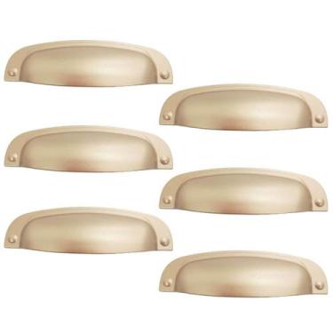 Imagem de Conjunto 6 Puxadores 2773 Quebec Concha Dourado para Móveis Armários G
