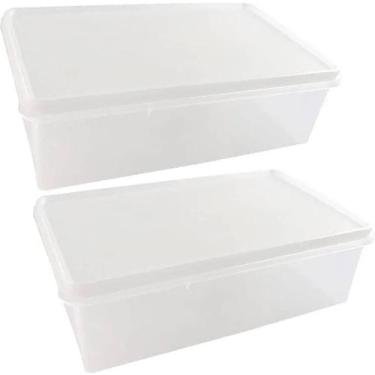 Imagem de Kit 2 Caixas Organizadoras Plásticas 3,5L Empilhável com Tampa Plasval