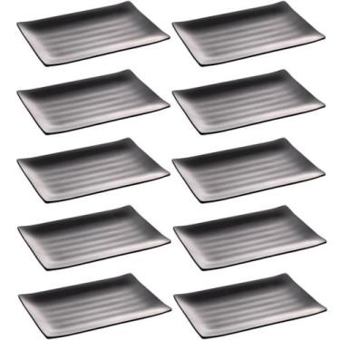 Imagem de Kit 10 Travessas de Melamina para Comida Japonesa Sushi Sashimi Pratos