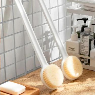 Imagem de Escova De Banho Com Cabo Longo E Cerdas Macias Para Exfoliação, Esfoli