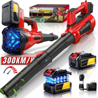 Imagem de Soprador de Folhas Elétrico 21V Bateria 10000mAh 300kmh 6 Velocidades 