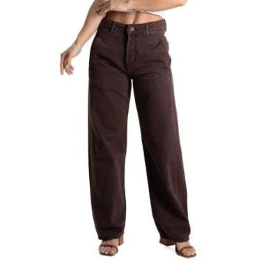 Imagem de Calça Sarja Sawary Barrel - 280935 - marrom 46-Feminino