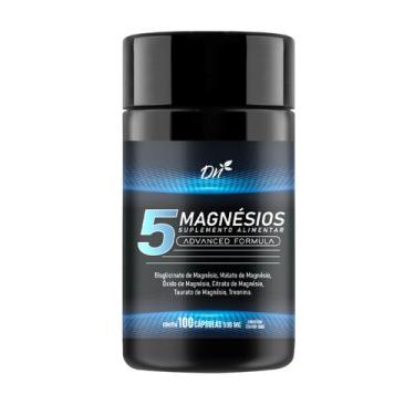 Imagem de 5 Magnésios - Malato + Taurato + Citrato + Óxido + Bisglicinato 100cap