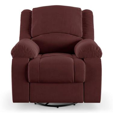 Imagem de Poltrona Do Papai Reclinável Sala De Cinema Barcelona Glider Manual Giratória Massagem Usb Veludo Vinho