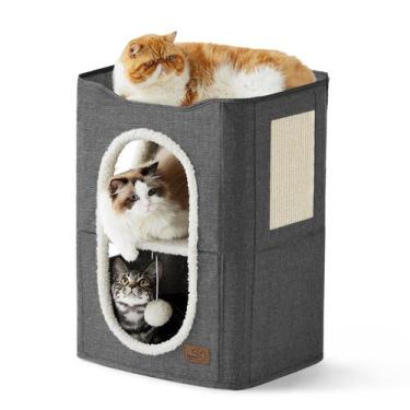 Imagem de Casa para Gatos Bedsure de 2 Niveles para Interiores con Rascador