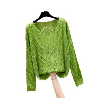 Imagem de Pullover Cropped De Tricô Com Mangas Longas Para Mulheres, Estilo Bási