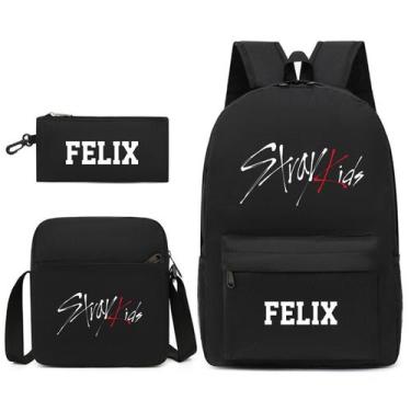 Imagem de Conjunto de mochilas Stray Kids Anime School, 3 peças com bolsa de omb