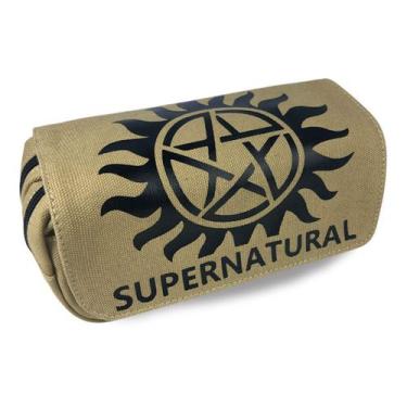 Imagem de Bolsa de lápis Supernaturalss de lona de grande capacidade à prova d'á