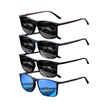 Imagem de Óculos De Sol Vintage Unissex Em Formato Quadrado, 4PCS, Anti-reflexo,