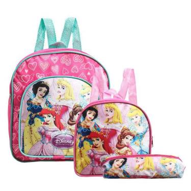 Imagem de Mochila Escolar Pequena Princesas De Costas Lancheira+Estojo - Toys 2U