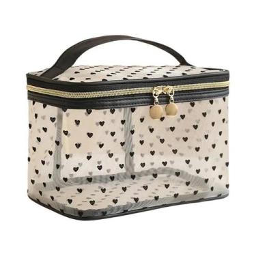 Imagem de Bolsa De Cosméticos De Viagem Em Malha Preta De Grande Capacidade Com 