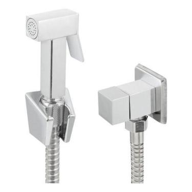 Imagem de Ducha Higiênica Completa Quadrado Cromada 100% Metal - Genérico