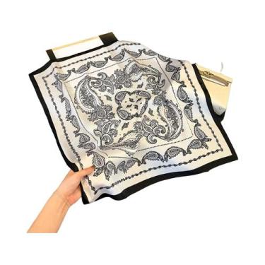 Imagem de Lenço Quadrado De Seda Luxuosa Para Mulheres, Estampado, Para Enrolar 