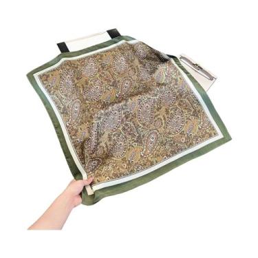 Imagem de Lenço Quadrado De Seda Luxuosa Para Mulheres, Estampado, Para Enrolar 