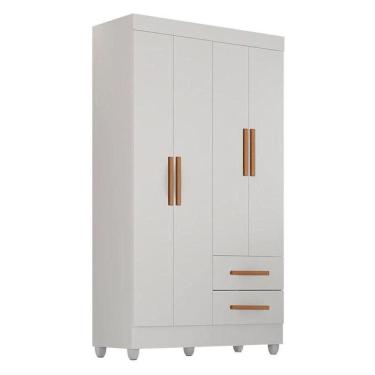 Imagem de Guarda Roupa Solteiro Lite 4 Portas Branco Brilho - Móveis Leão