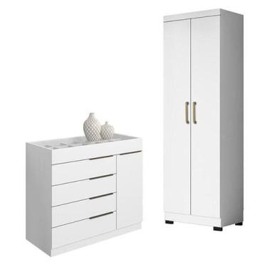 Imagem de Cômoda Sapateira Sevilha 2004147 e Armário Multiuso 2000191 Branco Tx 