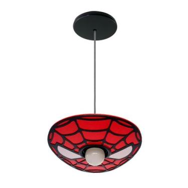 Imagem de Luminária Pendente Homem Aranha Infantil E27 Bivolt Decoração Quarto M