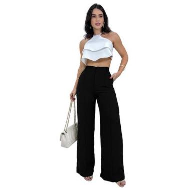 Imagem de Calça Feminina Pantalona Social Alfaiataria Cós Alto Duna - Swiss Bout