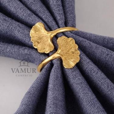 Imagem de Anel de Guardanapo Metal Dourado Kit 6 Anéis Guardanapos Para Mesa Pos