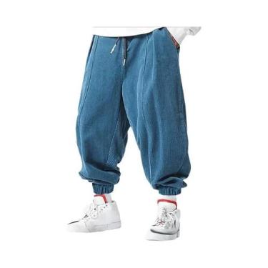 Imagem de Calças De Moletom Masculinas Largas Com Cordão Em Corduroy Para Primav
