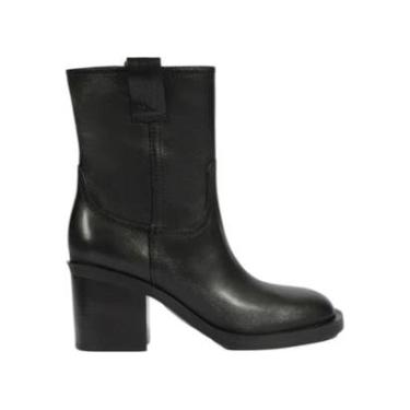 Imagem de Bota Feminina Schutz Couro Salto Bloco Cano Médio Preto-Feminino