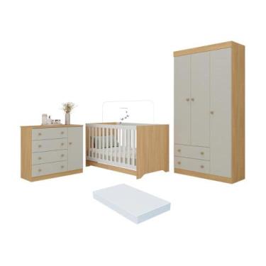 Imagem de Quarto de Bebê Completo com Berço Americano 3 em 1 Colchão Incluso Enc