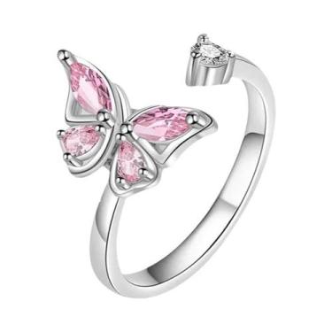 Imagem de Anel Giratório Antiestresse Feminino Com Design De Girassol, Borboleta