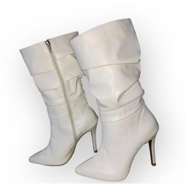 Imagem de Bota feminina cano médio salto fino sanfonada zíper forrada - Taty Mor