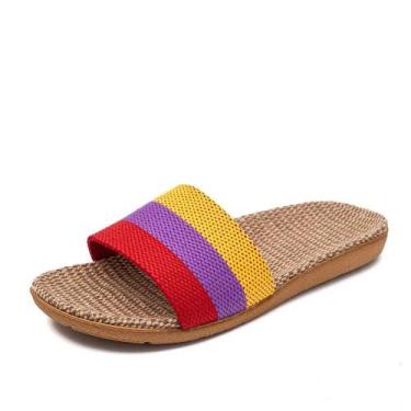 Imagem de Chinelo Feminino de Linho Leve para Verão - Sandália Plana Casual para