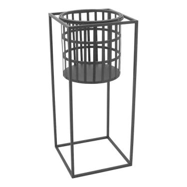 Imagem de CACHEPÔ VASO DECORATIVO PLANTA METAL 65x28x28cm PRETO