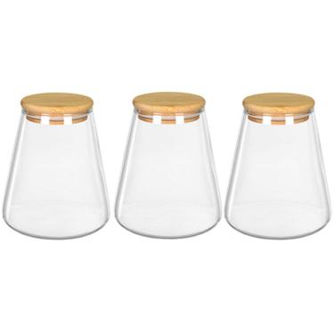 Imagem de KIT 3 POTES MANTIMENTOS HOME&CO COM TAMPA BAMBU BOROSSILICATO 950ml 13x8x8