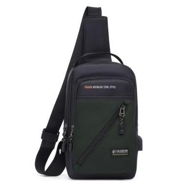 Imagem de Mochila de Ombro Transversal OEM RC2-verde 30x16x9 Verde Resistente à Água com Entrada...