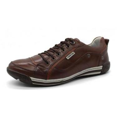 Imagem de Sapatenis Tenis Casual Masculino Em Couro Forrado Solado Borracha Palmilha Gel Excelent...
