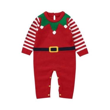 Imagem de Macacão De Bebê Tricotado Vermelho E Verde Do Papai Noel, Inverno, Par