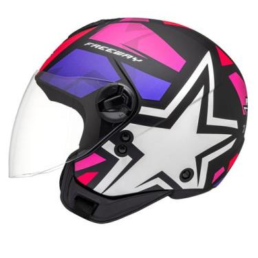 Imagem de Capacete Feminino Aberto Peels Freeway 1 St Rosa Roxo Moto, Preto Roxo