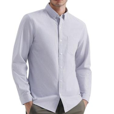 Imagem de Camisa Manga Longa Básica Xadrex Masculina Hering - K0XX, Cinza, Branc