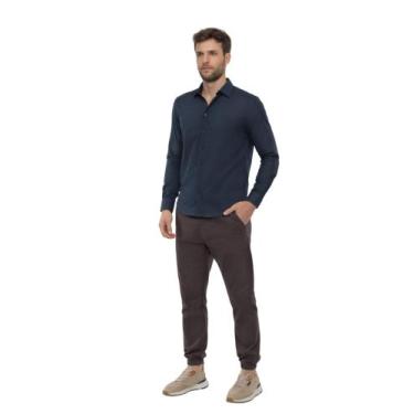 Imagem de Camisa Masculina Hangar 33 Ml Slim Fit Tecido Flanela 77573, Marinho i