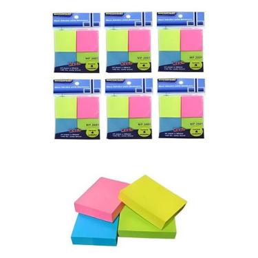Imagem de 6 Pct Bloco Anotações Adesivo 4 Cores Neon 37.5x50mm 4x100 Amarelo - M