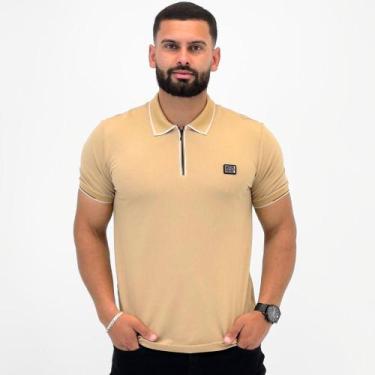 Imagem de Camisa Polo Sallo com Zíper Manga Curta Masculina, EXG, Ámbar