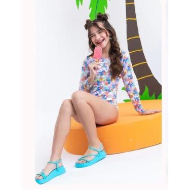 Imagem de Biquíni Maiô Infantil Moda Praia Natação Manga Longa Stitch Donuts - T