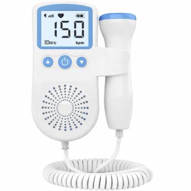 Imagem de Monitor Fetal Doppler Portátil Digital Azul com Visor de Batimentos por Minuto e Sonda 3.0 Mhz