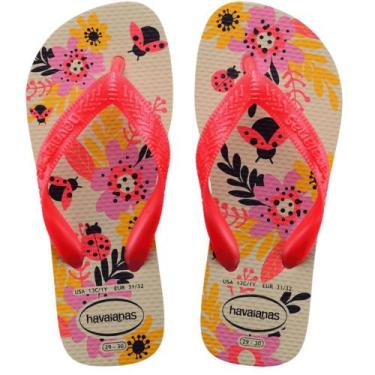 Imagem de Chinelo Havaianas Kids Flores Infantil Meninas, Bege, 29/30