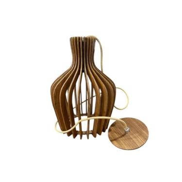 Imagem de Pendente Ripado Tulipa - Legna Decor, Freijó
